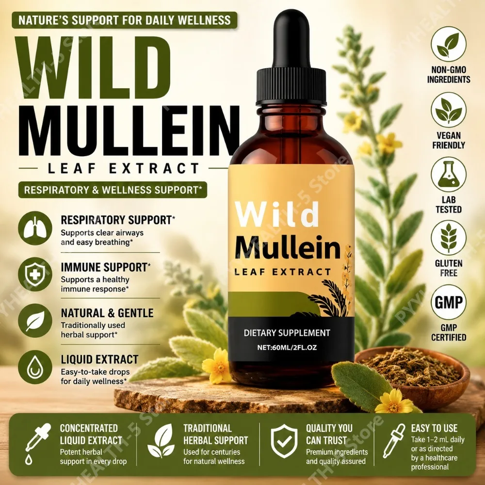 Herbal Supplement - Wild Mullein Bladdruppels met Gember Bromelaïne