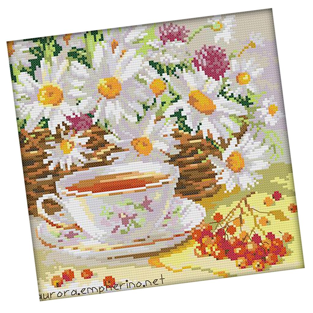 Kruissteek bedrukt canvas kami - Chamomile Tea recensie en prijs